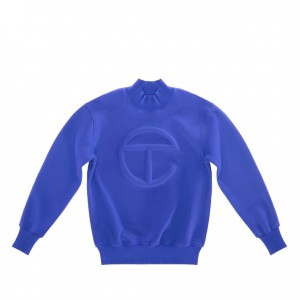 Telfar Embossed Mockneck Hoodie Blau | CHOR3198