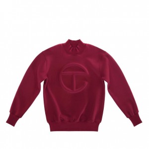 Telfar Embossed Mockneck Hoodie Bordeaux | CHUT3200