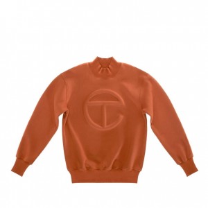 Telfar Embossed Mockneck Hoodie Braun | CHGL3192