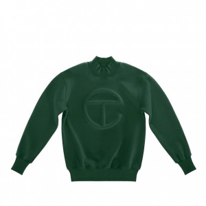 Telfar Embossed Mockneck Hoodie Dunkelolivgrün | CHEX3204