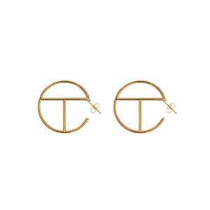 Telfar Jewelry Medium Logo Hoop Ohrringe Gold | CHPQ3144