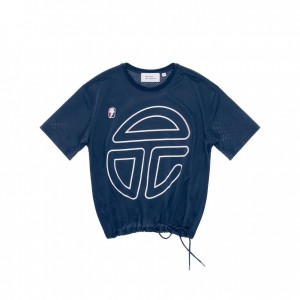 Telfar Mesh Drawstring T-shirts Navy | CHHK3422