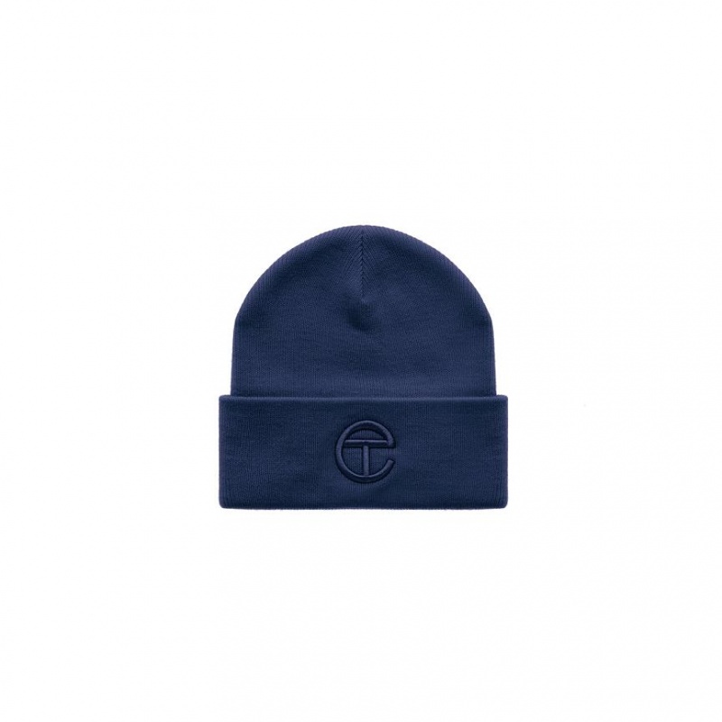 Telfar Beanie Embroidered H Mütze Navy | CHIS3030