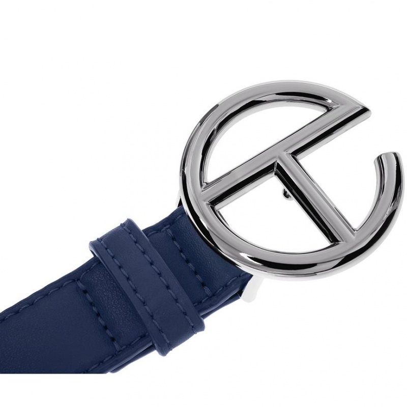 Telfar Belts Logo D Gürtel Silber Navy | CHAP3072