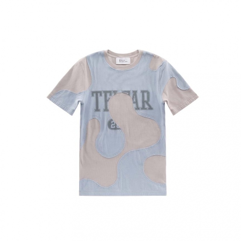 Telfar Camo T-shirts Blau Beige | CHOR3411