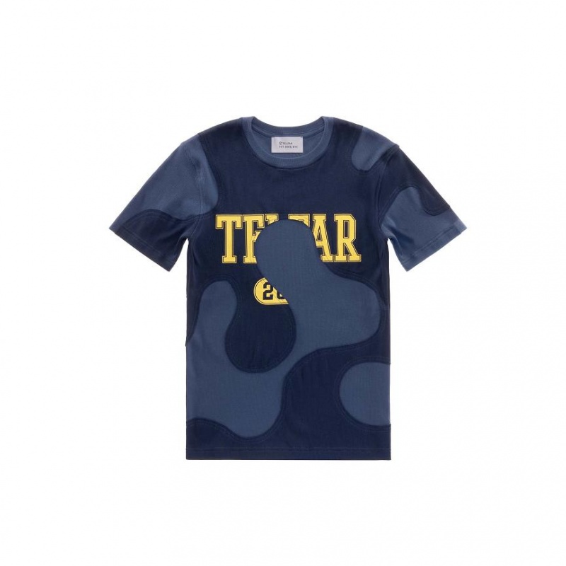 Telfar Camo T-shirts Navy | CHPQ3410