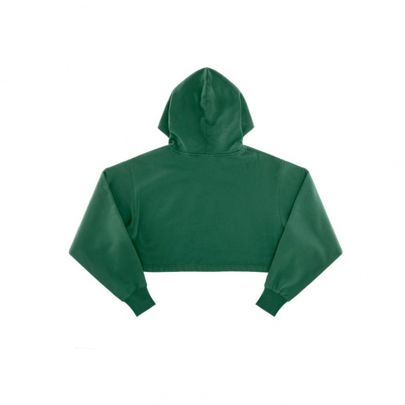 Telfar Crop Hoodie Dunkelgrün | CHOR3242