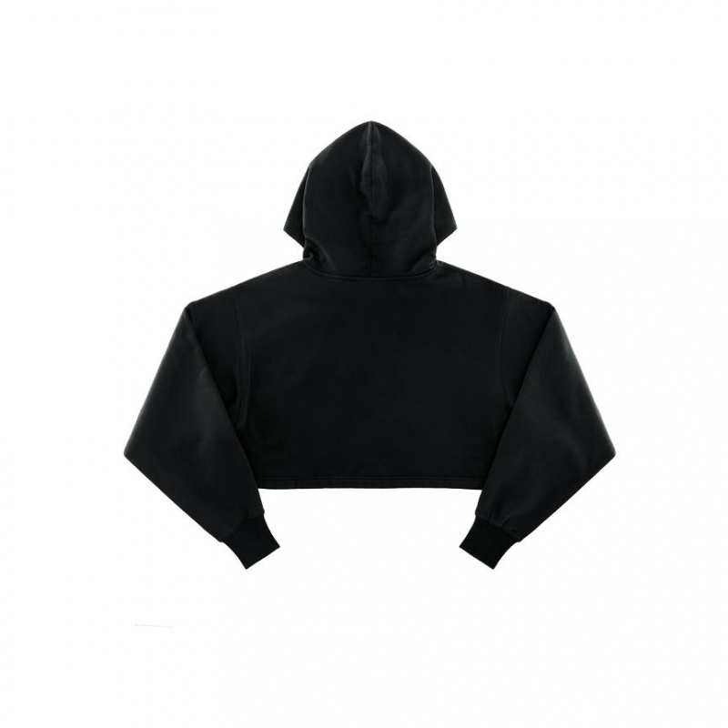 Telfar Crop Hoodie Schwarz | CHMA3012