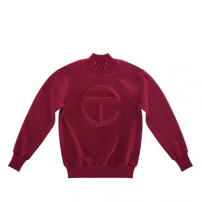 Telfar Embossed Mockneck Hoodie Bordeaux | CHUT3200