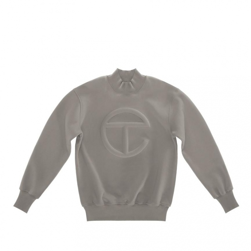 Telfar Embossed Mockneck Hoodie Grau | CHAP3196