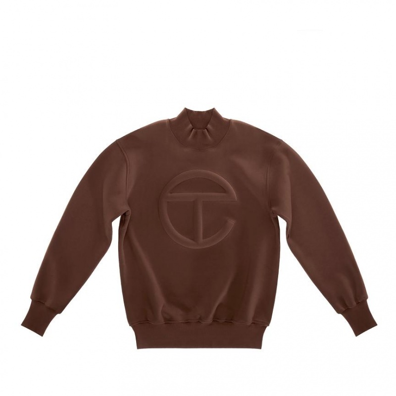 Telfar Embossed Mockneck Hoodie Schokolade | CHHK3190