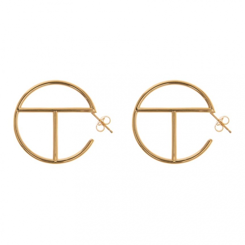 Telfar Jewelry Large Logo Hoop Ohrringe Gold | CHOR3145