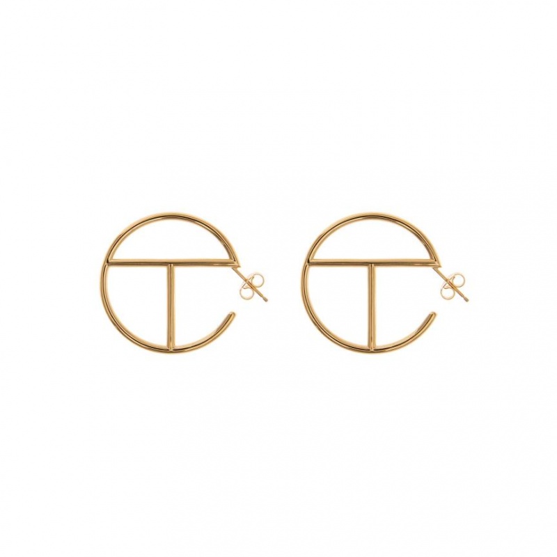 Telfar Jewelry Medium Logo Hoop Ohrringe Gold | CHPQ3144