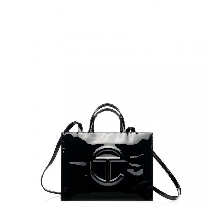 Telfar Lack Medium Taschen Schwarz | CHZG3555