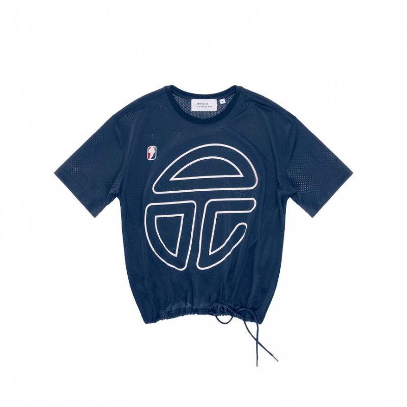 Telfar Mesh Drawstring T-shirts Navy | CHHK3422