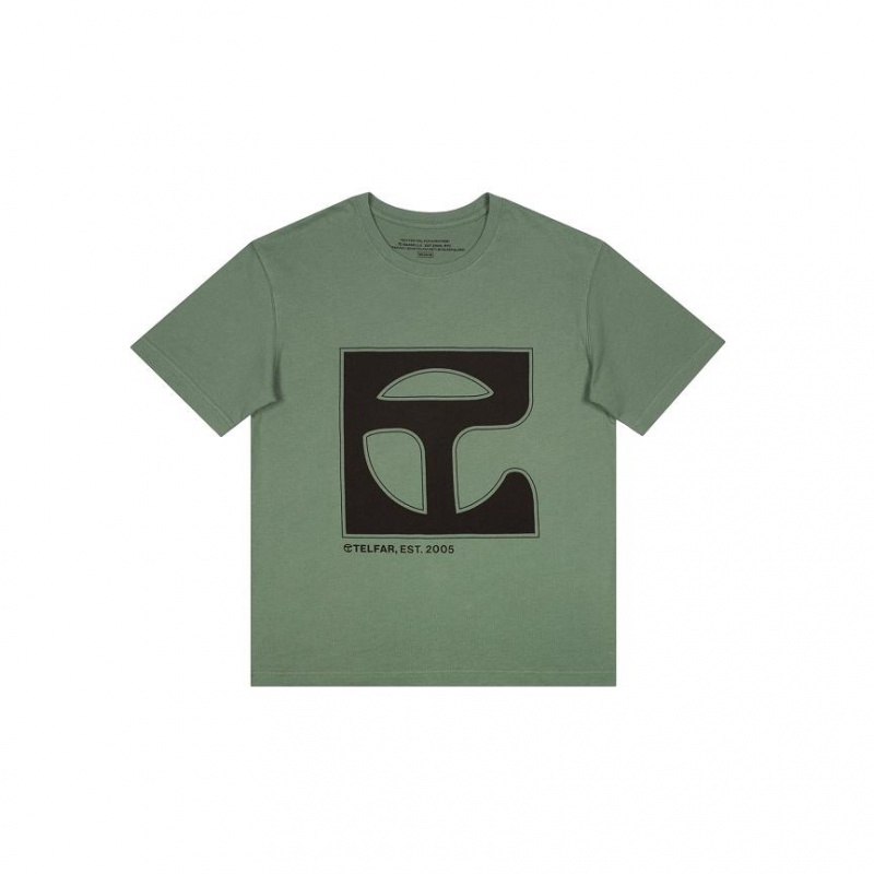 Telfar Monogram- Olive T-shirts Grün | CHVD3396