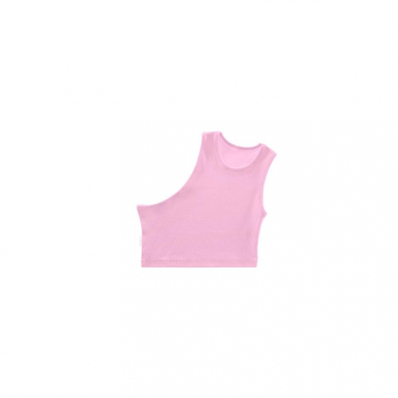 Telfar Rib Knits Cropped Half Muskelshirt Rosa | CHAP3486