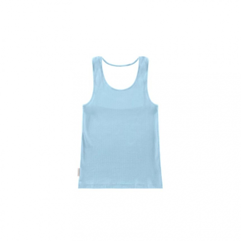 Telfar Rib Knits Halter Muskelshirt Blau | CHCE3501