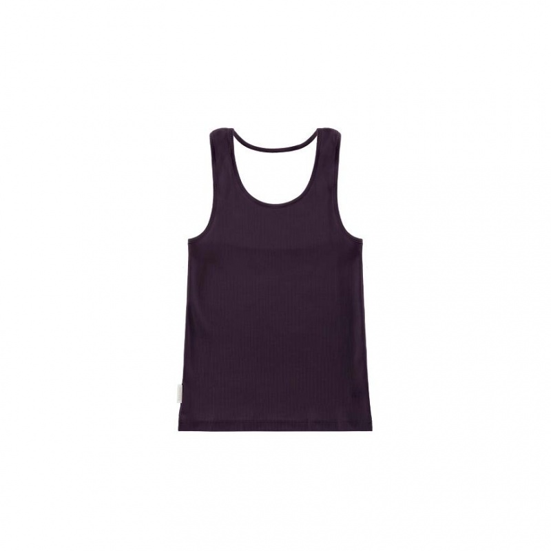 Telfar Rib Knits Halter Muskelshirt Schwarz Lila | CHAP3461