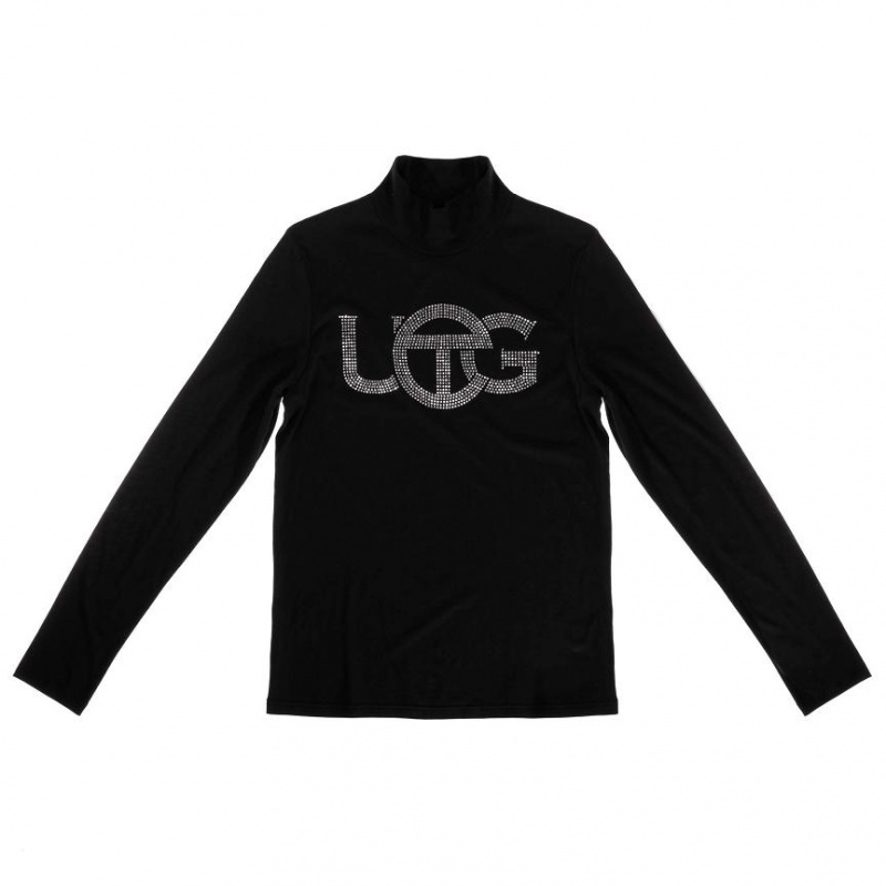 Telfar x UGG Crystal Logo Mockneck T-shirts Schwarz | CHHK3404