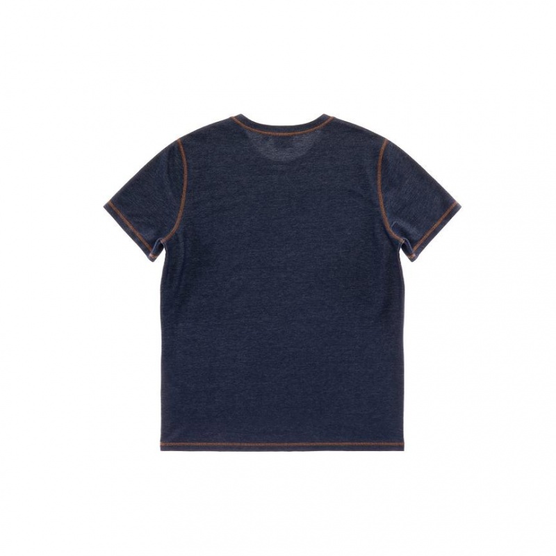 Telfar x UGG Logo Denim T-shirts Blau | CHIS3385