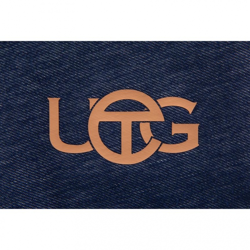 Telfar x UGG Logo Denim T-shirts Blau | CHIS3385