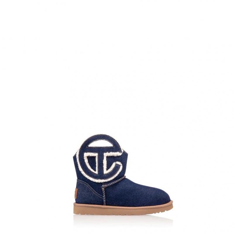 Telfar x UGG Logo Mini Denim Stiefel Blau | CHZG3503