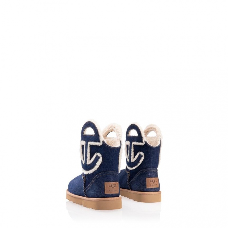 Telfar x UGG Logo Mini Denim Stiefel Blau | CHZG3503