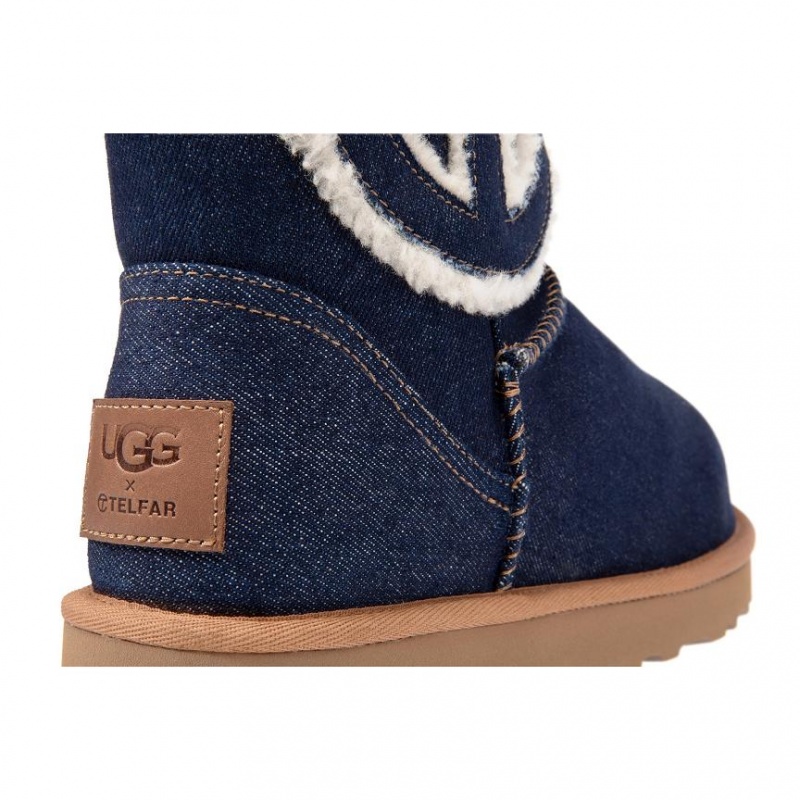 Telfar x UGG Logo Mini Denim Stiefel Blau | CHZG3503